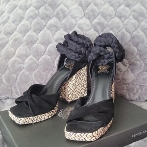 Vince Camuto Black Espadrille Wedges